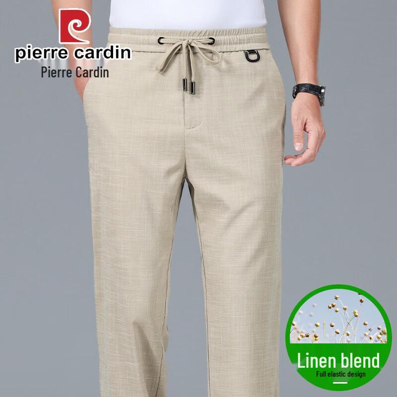 Pierre Cardin Men's Ice Silk Linen Blend Straight Trousers