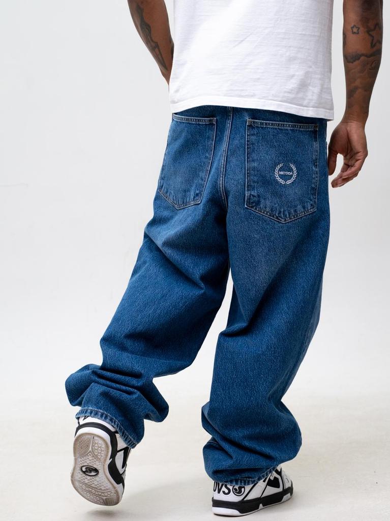 Wide Baggy Jeans Men's Blue Method Sport Laur Pocket L