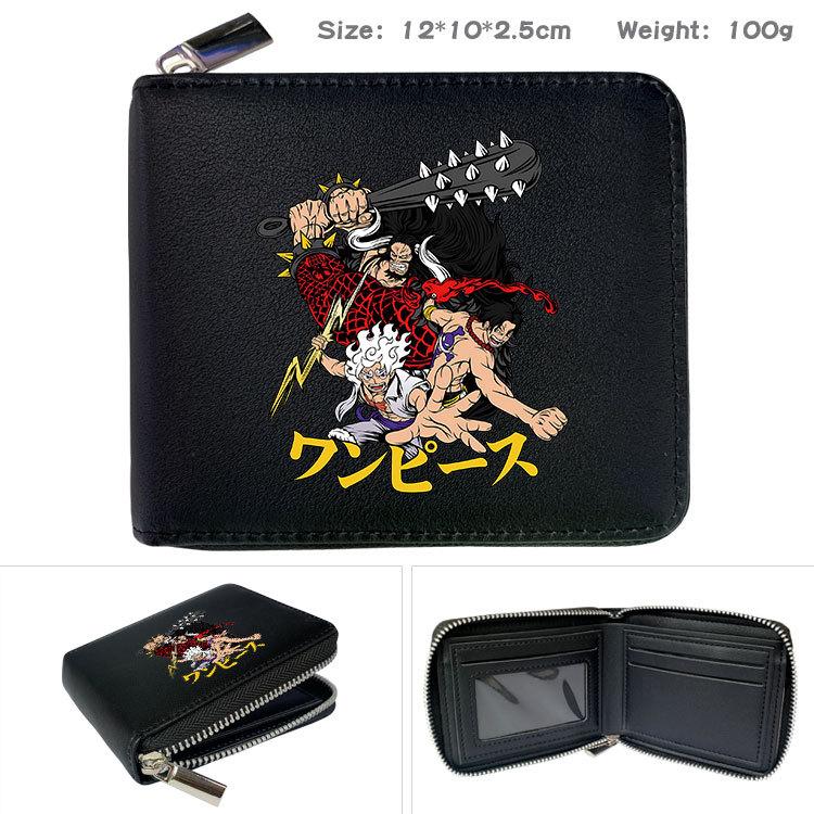 One Piece Anime Zip PU Wallet Luffy Print Short Coin Purse Card Holder