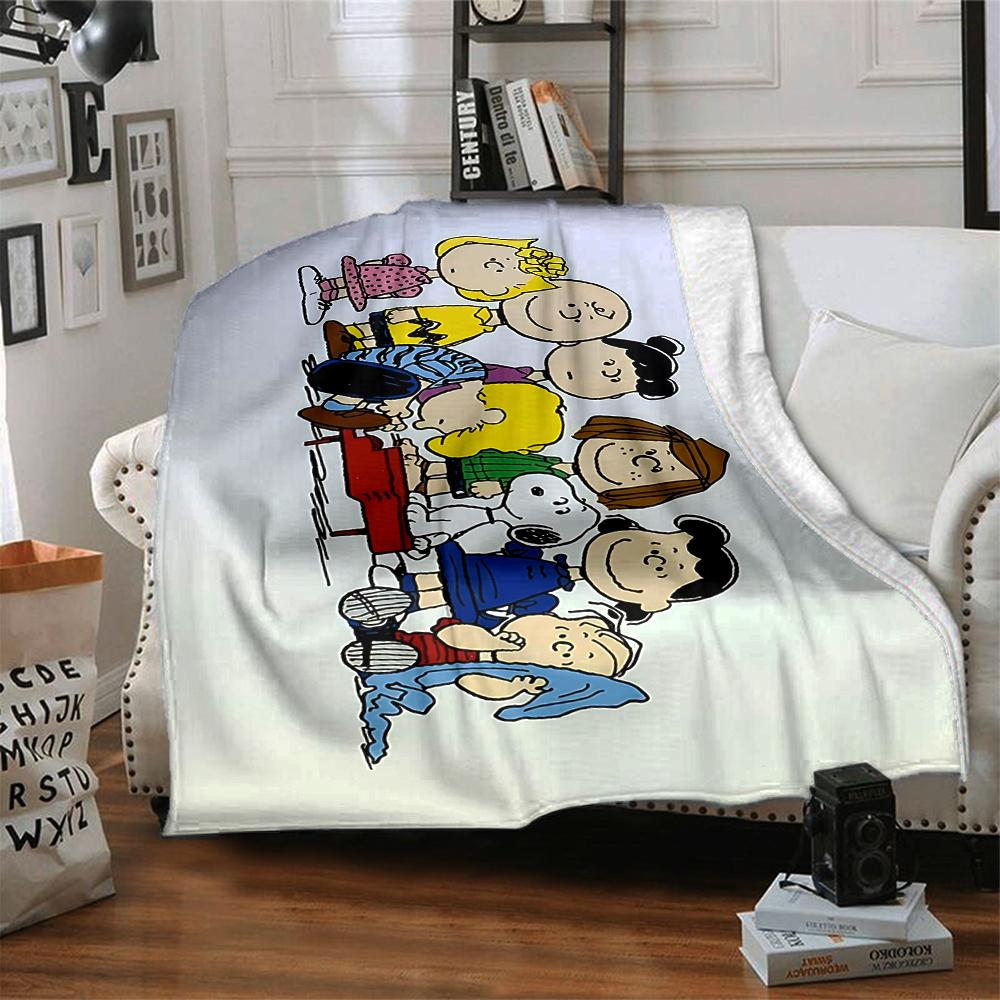 1Pc Peanuts Gang Adventure Flannel Blanket, Soft And Comfortable, Casual Warm, Camping Travel, Christmas, Halloween Xmas Gift S1664