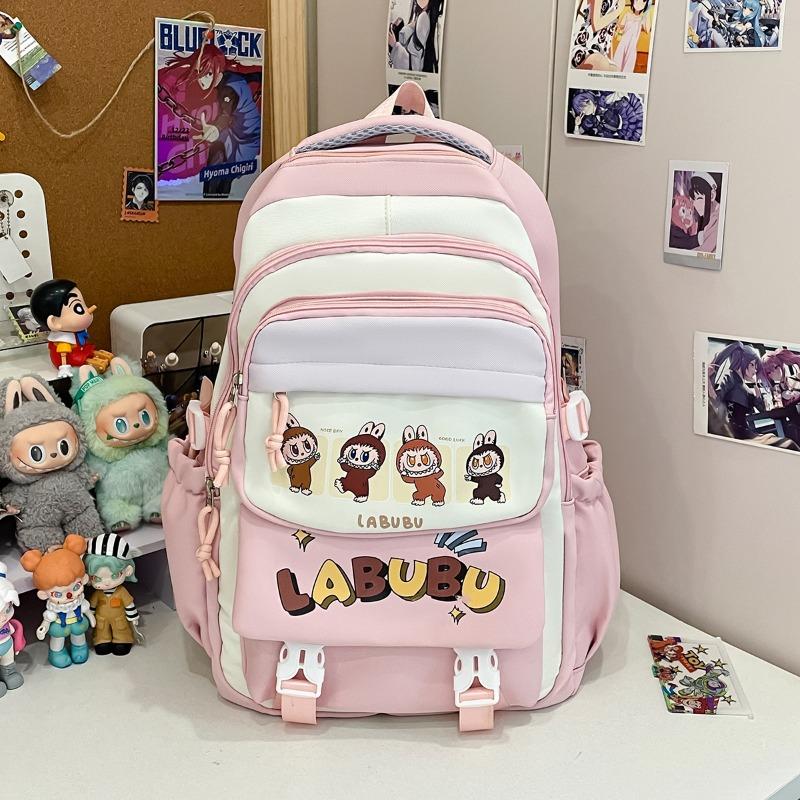 Трендовый школьный рюкзак, универсальный рюкзак для средней школы, милый рюкзак большой вместимости с декомпрессией, легкий мультяшный рюкзак