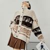 Dimanaf 2025 Plus Size Autumn Sweaters Cardigan Pockets Women Pattern Printing Buttons Sweaters Knitting Loose Sweater