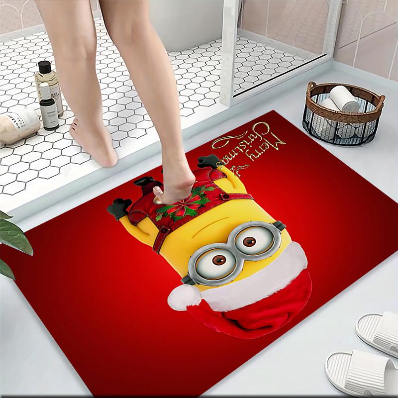 1Pc Christmas Minions Fabric Carpet Rug Soft Washable Antislip Home Living Room Sofa Mats Personalized Christmas Rug