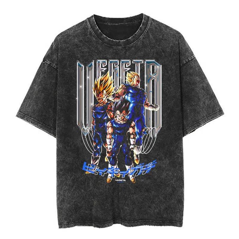 Men's Tees Polos Japanese Classic Dragon Ball Cartoon Anime Oversize High Street Vintage Washed Distressed20
