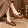 Genuine Leather Women Flat Shoes With Slip On Casual Ballet Flats Female Comfortable Wedge Shoes Retro Mom Single Shoes