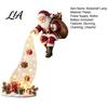 Cozy Holiday Room Lighting LED Waterfall Christmas Shelf Sitter Figurine, Light Up Santa Claus Snowman Festive Mantel Display Angel Statue, Bookshelf