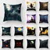 Halloween Terror Castle Devil Print Cushion Cover Home Living Room Sofa Decoration Square Polyester Pillow Cover