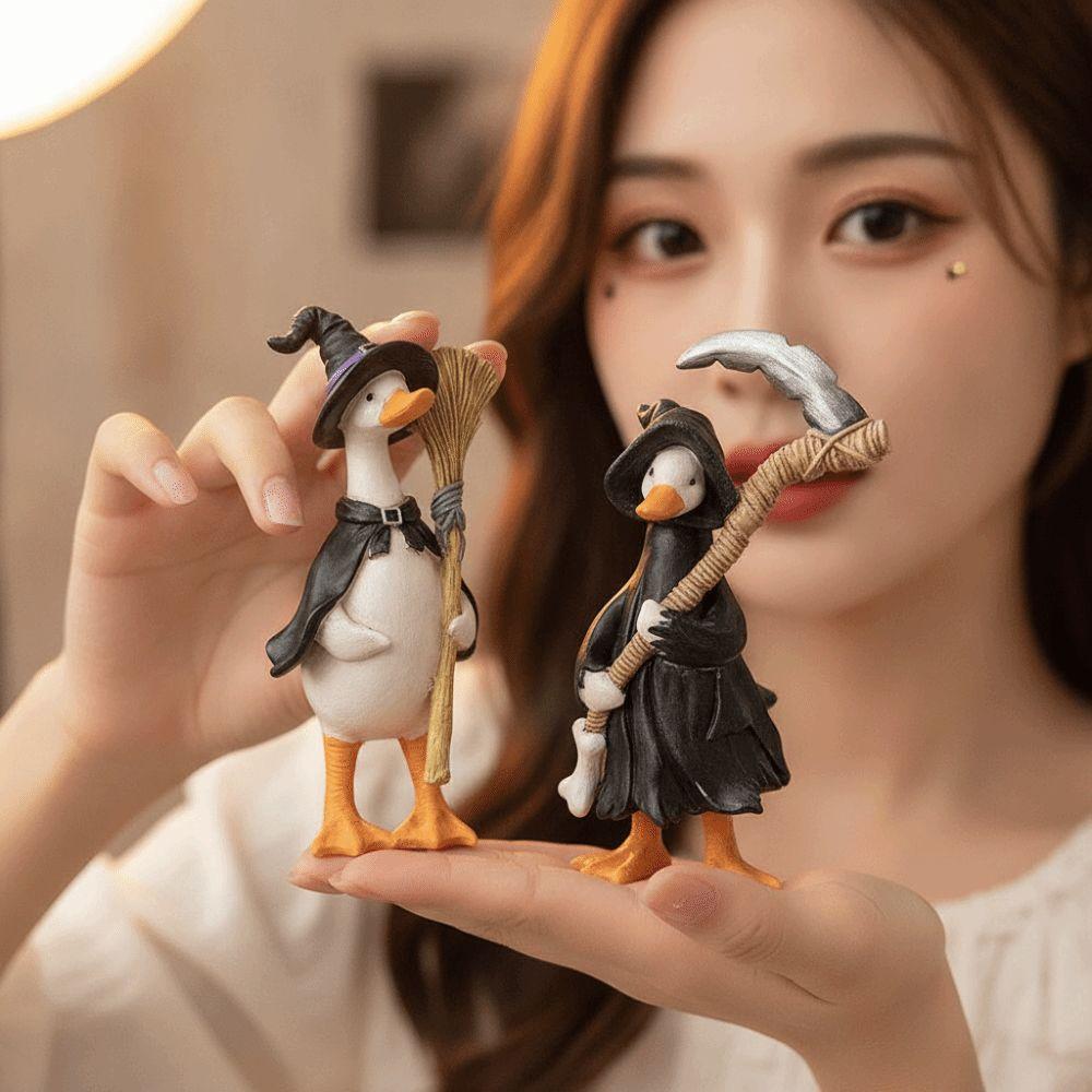 Яркая 3D фигурка утки на Хэллоуин Креативная скульптура призрака и тыквы Украшение для крыльца