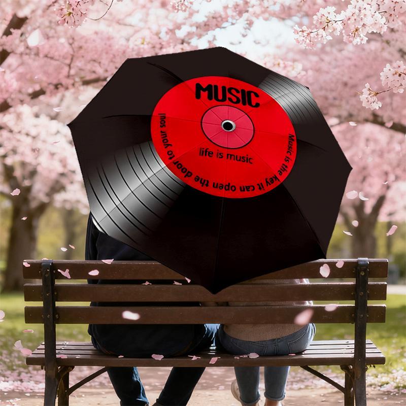 1PC music life Automatic Open/Close Umbrella with Windproof, 8-Rib Sturdy Canopy, Durable Ribs, Fashionable Design,1260a