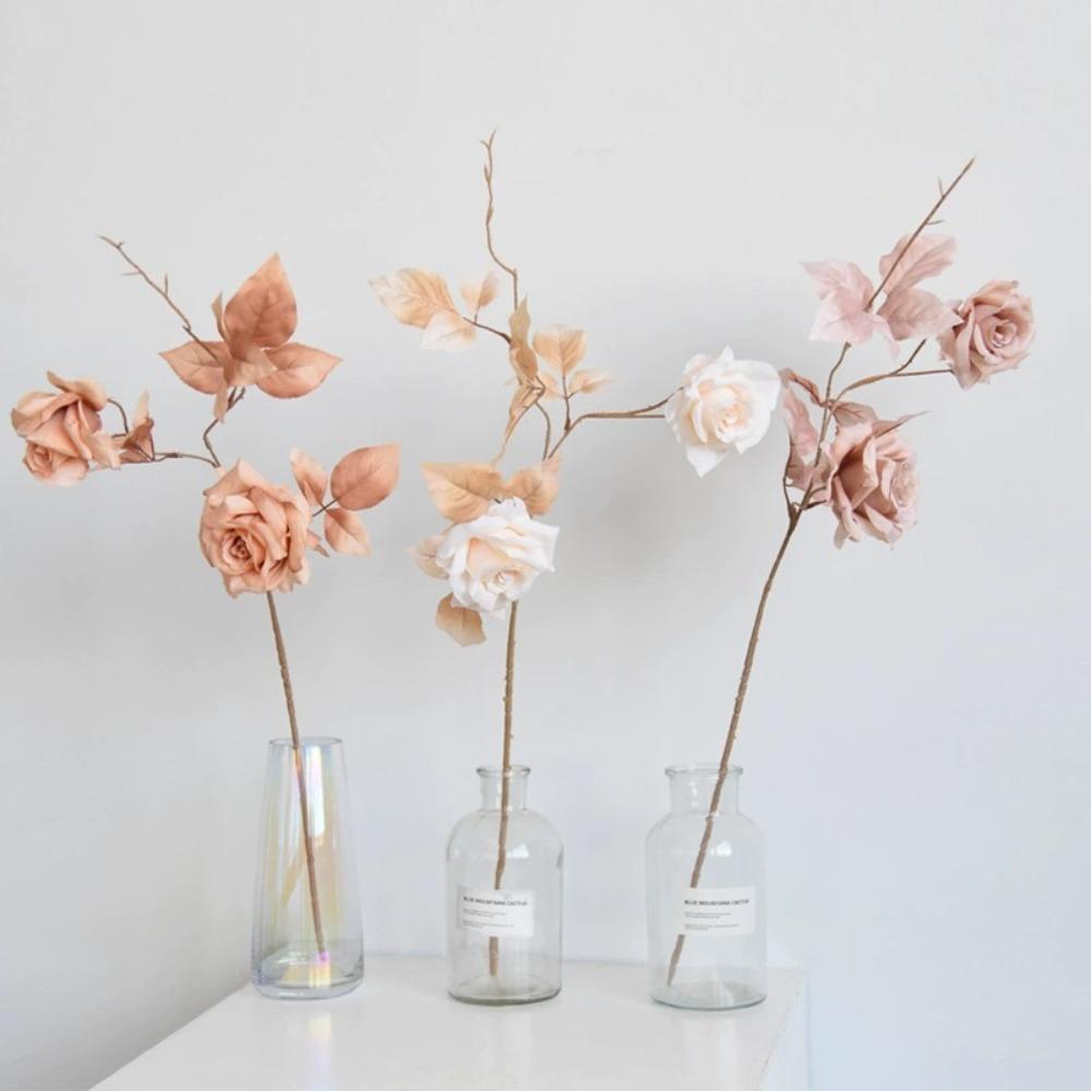 Искусственные цветы 4 шт. искусственные шелковые розы со стеблями, настоящие, объемные цветы для свадебных букетов, центральных композиций, приемов, вечеринок, домашнего декора