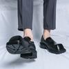 Мужские персонализированные классические туфли лефу с квадратным носком, толстой подошвой, прочные и минималистичные, стильные кожаные туфли, черные, размеры 38-44