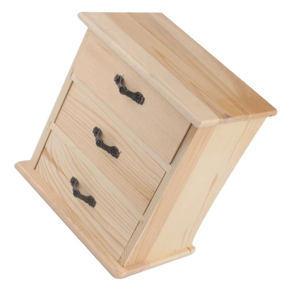 3-Layers Wooden Jewelry Storage Holder Mini Desk Sundries Box Hair Accessories