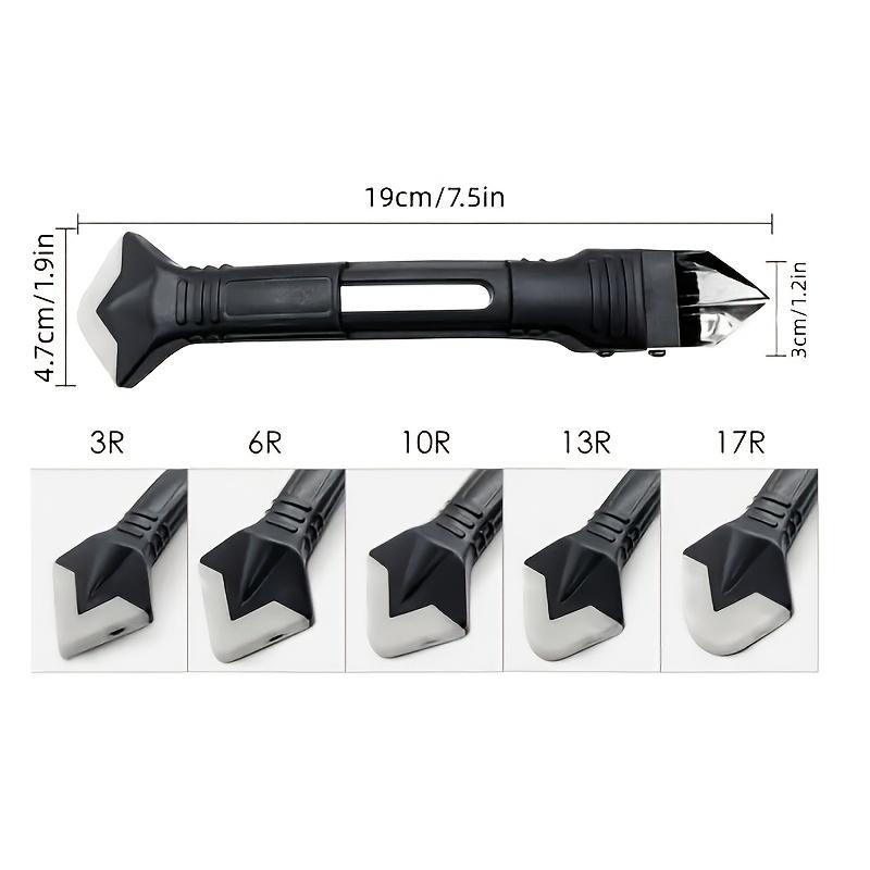 Набор инструментов для удаления клея с металлической головкой 5-в-1: Силиконовый шпатель, средство для удаления герметика, удаление затирки, отделка герметика и скребок для углов