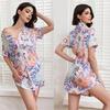 Женские ночные рубашки из модала с цветочным принтом, сексуальные ночные рубашки с воротником-лацканом, с короткими рукавами, свободная одежда для сна, летняя пижама