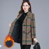 Mother's Autumn and Winter Coat Temperament Mid-length Blouse Middle-aged and Elderly Women's Plaid Windbreaker