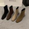 Feeling Retro and Foreign Style Small Short Boots 2025 Autumn and Winter New Single Boots Thin Boots French Suede Small Ankle Boots