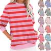 Women's Round Neck Casual Long Sleeve With Pocket Striped Fashion Pullover Top