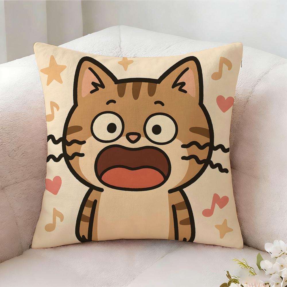 Funny And Silly Cat Pattern Pillow Case Pillowcase Doublesided Printed Sofa Cushion Bedroom Headboard Pillow