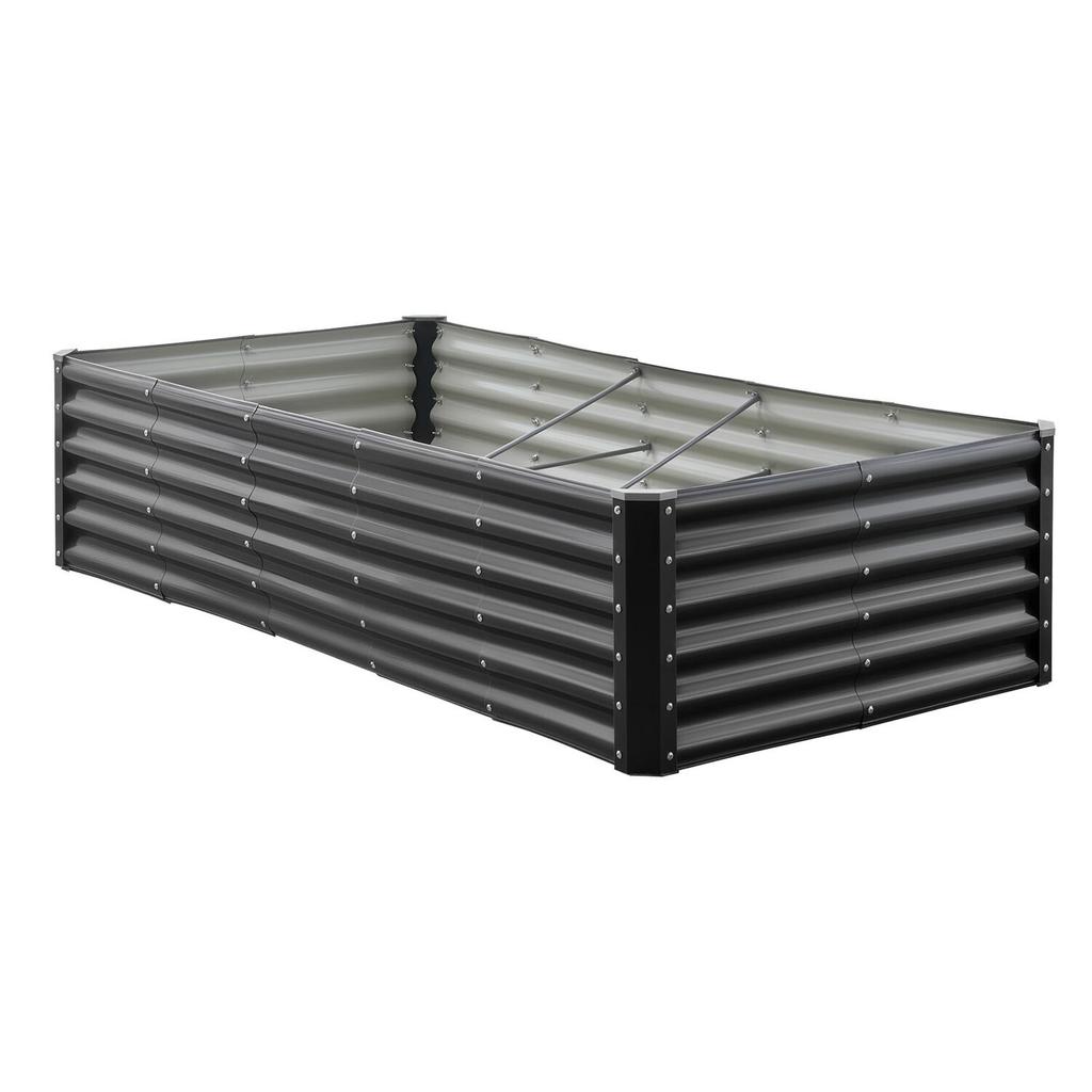 Metal Raised Garden Bed, 1.8 x 0.9 x 0.4 m Outdoor Galvanized Planter Garden Box, Open Bottom Design, Large Planter Raised Bed for Growing Vegetables,