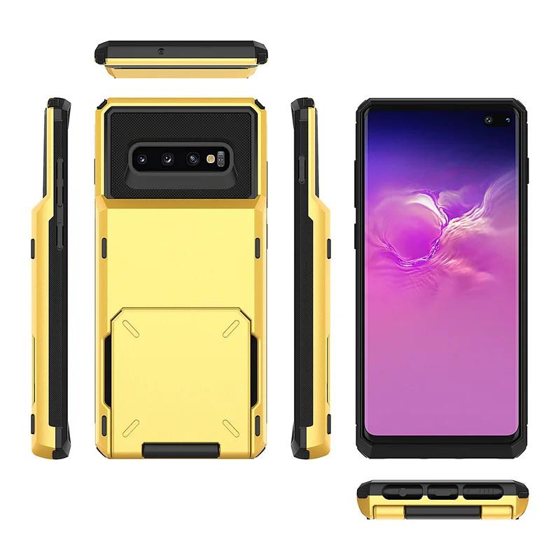Для Samsung Galaxy S10Plus S10 Чехол Ударопрочный Бронированный Чехол для Телефона Для Galaxy S10 Plus S 10 + GalaxyS10 Слот для Карт Задняя Крышка-Флип