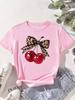Casual Tops for Summer Spring Womens Clothing Tops Fashion Cherry Print Women TShirt Sleeve Crew Neck Aesthetic Clothes