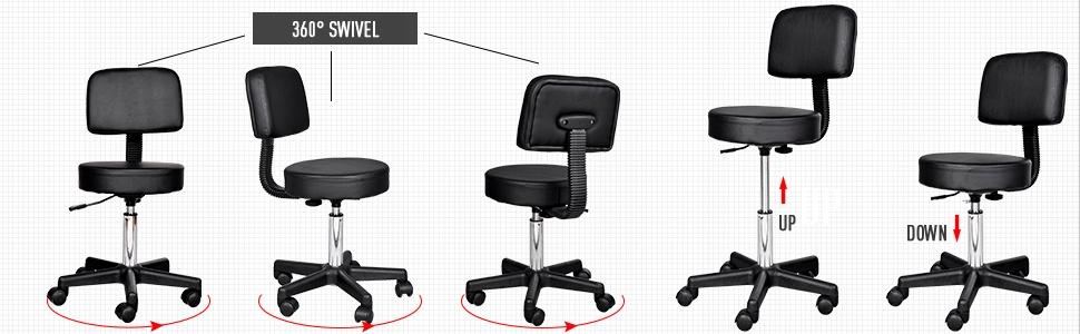 Stool with Backrest - Black