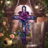 Purple Rose Cross Suncatcher Hanging Decor