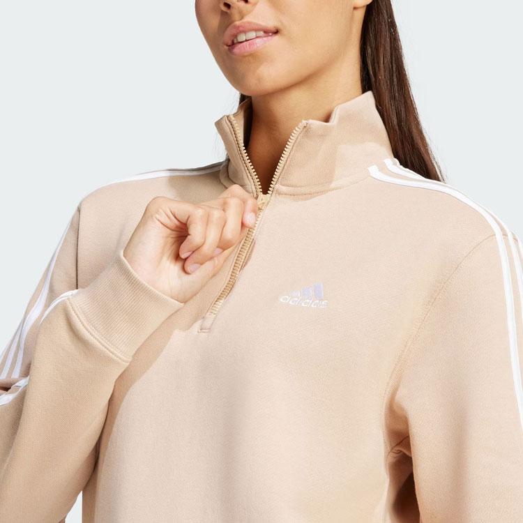 adidas Женская толстовка Essentials с застежкой-молнией на четверть длины, цветные блоки, спортивная, повседневная, с воротником-стойкой, светло-коричневая IR6066