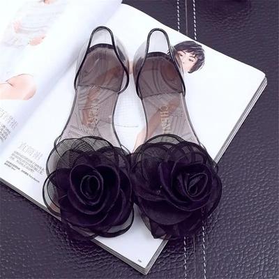 Модные прозрачные летние сандалии-желе без каблука для пляжа 2024 для женщин, обувь для улицы с бантом, женские туфли на плоской резиновой подошве, хрустальные, обувь F, Корея