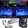 Car Interior LED Strip Lights Kit Auto Ambient RGB LED Strip Atmosphere Car Decorative Lamp With Bluetooth Music App Remote Control Waterproof Smart