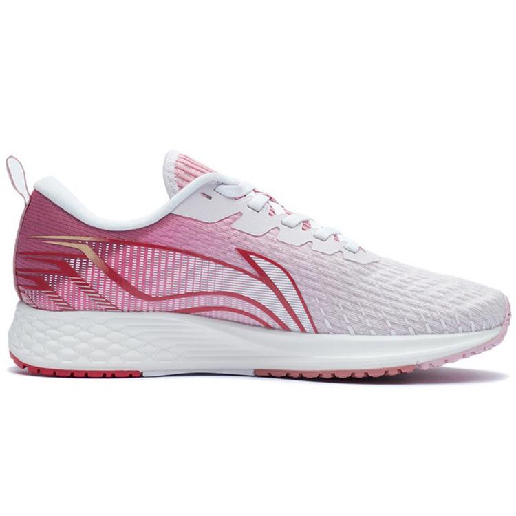 Li Ning Ткань Нескользящая и Дышащая Низкие Беговые Кроссовки Женские Белый Красный ARMR022-7