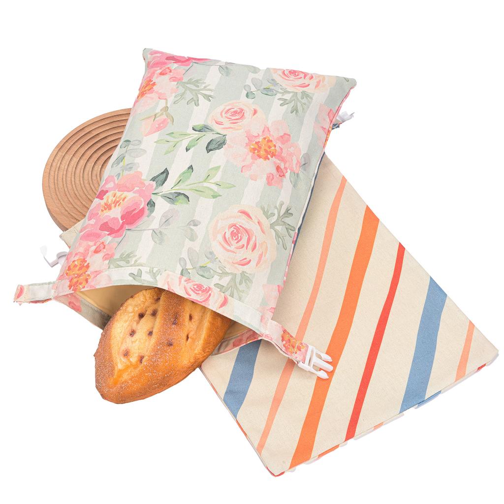 Reusable Fashion Cartoon Bread Shopping Bag with Organic Beeswax Cotton Linen for Homemade Sourdough Storage & Fresh Keeping