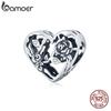 BAMOER Стерлингового Серебра 925 пробы Роза Любовь Сердце Шарм Шарм Стерлингового Серебра 925 пробы для оригинального браслета Женские Ювелирные Изделия Подарок