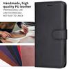 For iPhone 17 Leather Wallet Case with Strap Solid Color Phone Stand Cover