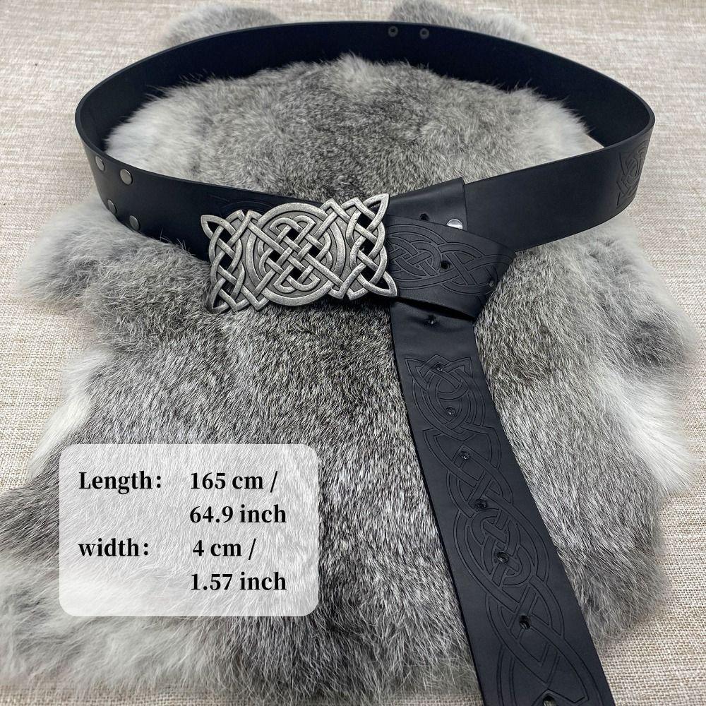 Printing Viking Renaissance Buckle Belt PU Leather Medieval Waistband Cosplay Costume Accessories