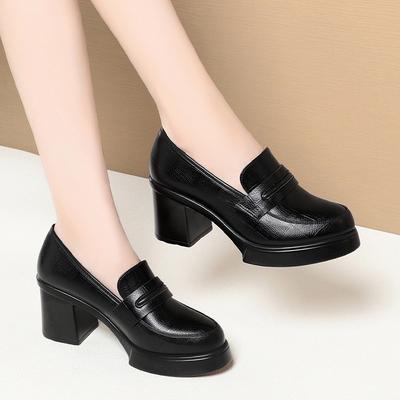 Туфли Мэри Джейн на высоком каблуке в стиле ретро, женские туфли-лоферы с глубоким ртом и толстой подошвой, британские кожаные туфли для мам, элегантные