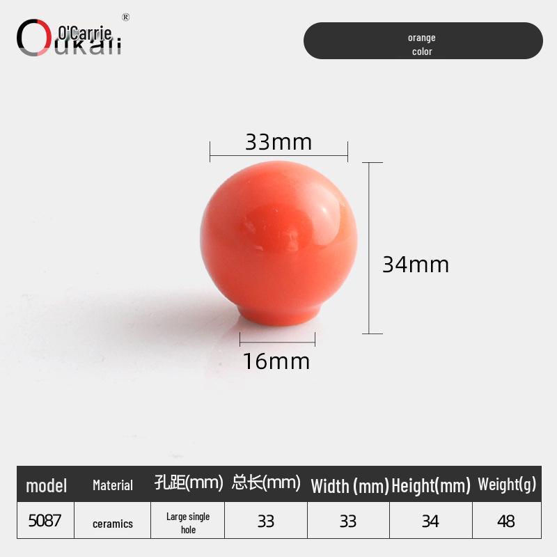 Красочная керамическая ручка для шкафов и ящиков - Круглая, одно отверстие