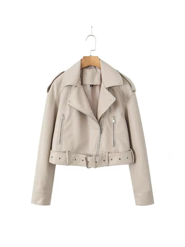 Мотоциклетная куртка из искусственной кожи европейско-американского стиля осень/весна 2025