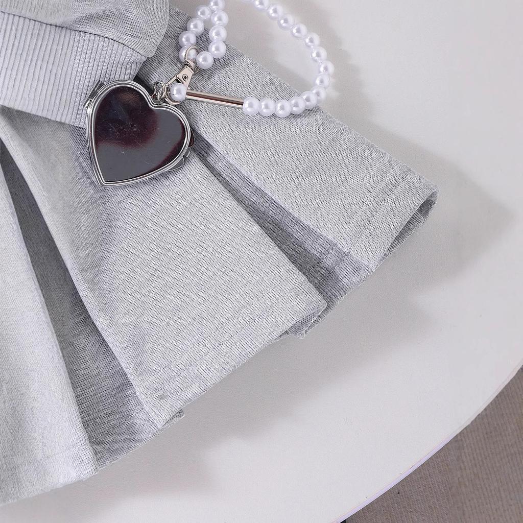 Комплекты для девочек Весна/Лето Детская толстовка с длинными рукавами с буквенно-цифровым принтом + плиссированная юбка