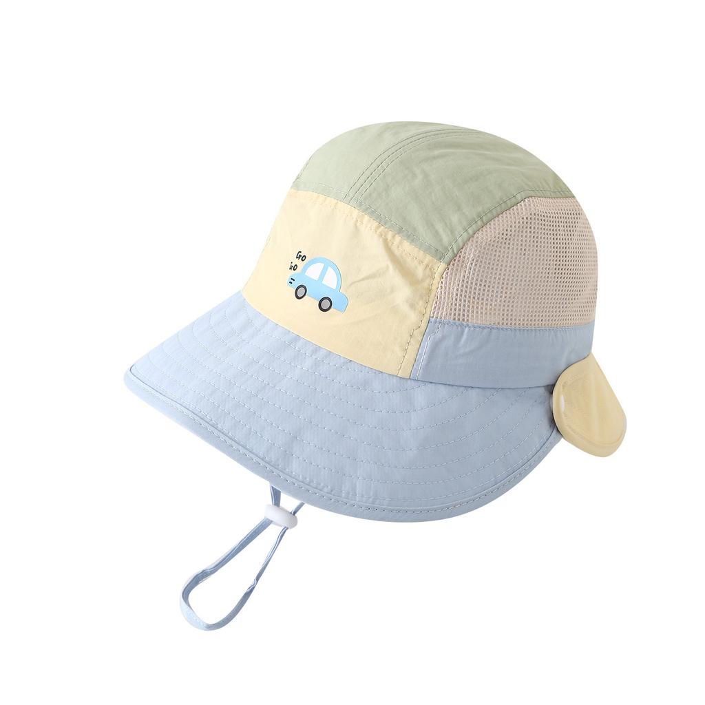 Baby Quick Dry Bucket Hat With Neck Flap Spring Autumn Thin Summer Mesh Sun Protection Cap For Boys And Girls