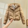2025 Winter New Large Fur Collar Cotton Jacket Women's Korean Version Slim Small with Thickened Hooded Jacket