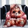 1PC Custom Name Pink Teddy Bear Bow Flannel blankets Patterns Throw Blanket All-Season Soft Gift for Couch, Bed, Camping gifts