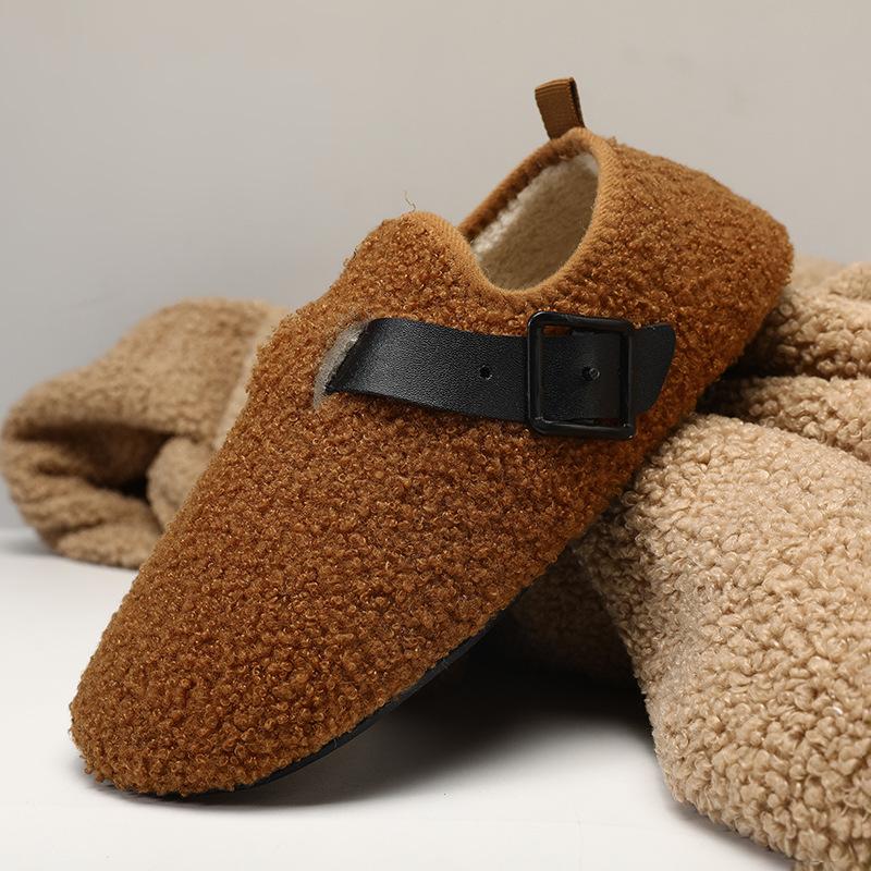 Новые хлопковые туфли на мягкой подошве из овечьей шерсти, повседневные уличные, с начесом, утолщенные, теплые туфли-бини, пушистые туфли