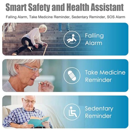 Умные часы для пожилых людей с обнаружением падения и отслеживанием местоположения по GPS, кнопкой экстренной сигнализации SOS, видеозвонком