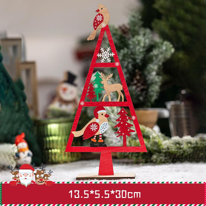 1PC Mini Wooden Christmas Tree Shape Pendants DIY Festival Party Tabletop Ornaments New Year Home Decoration Gift Prop