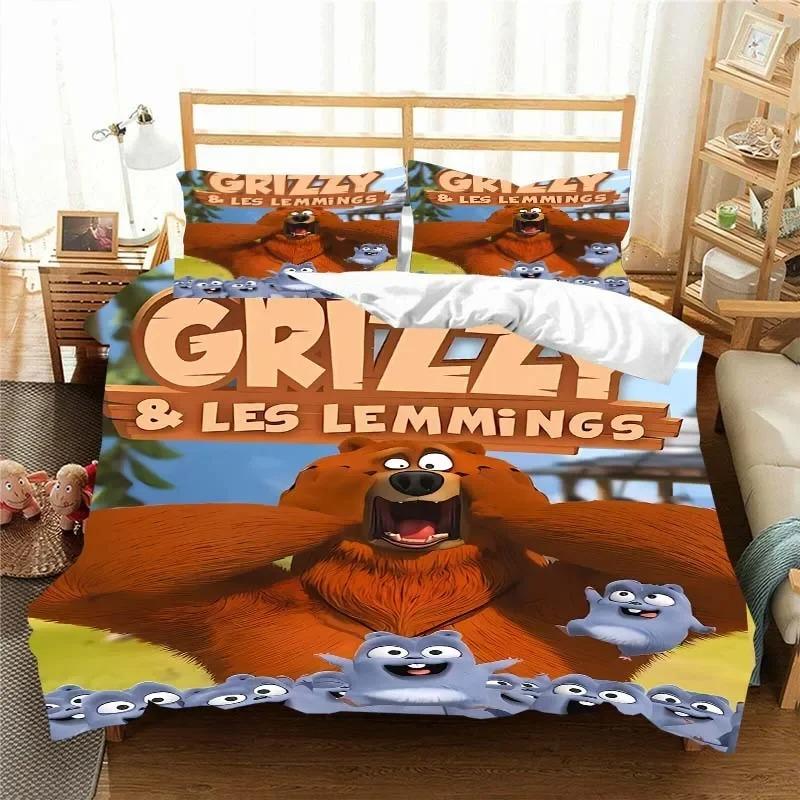 3D G-Grizzy and The Lemmings Bedding Set Duvet Cover Comforter Bed Single Twin Full Queen Youth Kids Girl Boys Gift Bed Sheets
