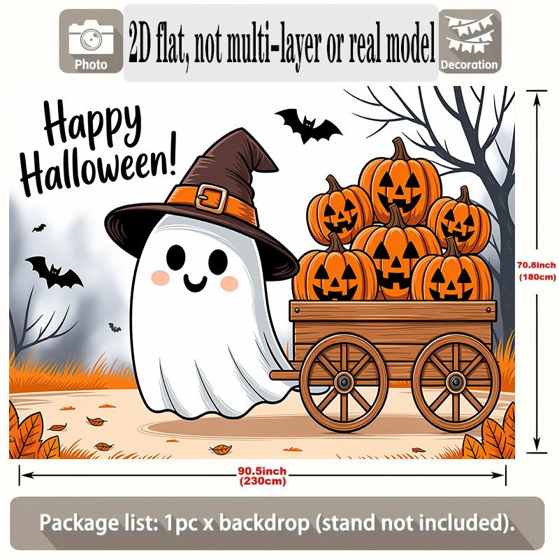 Party Backdrop Halloween Cartoon Flat Cute Pumpkin Hanging Winter Wedding Photo Background Decor Front Door Decor