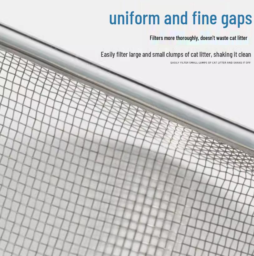 Stainless Steel Fine Mesh Cat Litter Scoop and Pet Poop Shovel for Cats, Dogs, Reptiles, and Button Quails