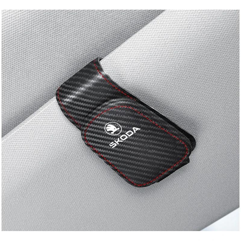 AEC1 Automotive Glasses Storage Clip Visor Sunglasses holder For Skoda Enyaq A7 Octavia Kodiaq Fabia Superb Rapid Kamiq Karoq