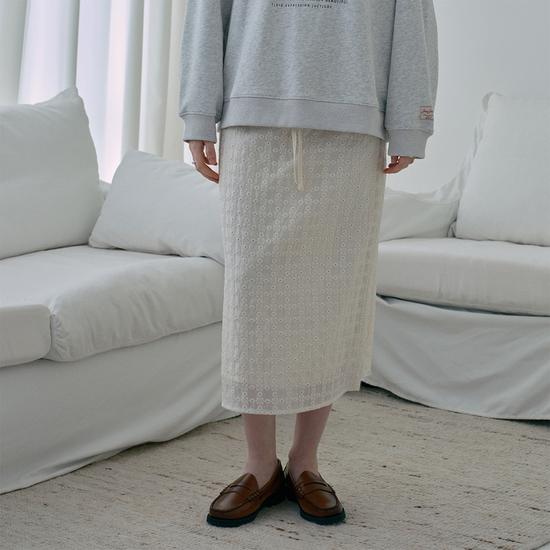 Ribbed Lace Waist Skirt J1SK124C